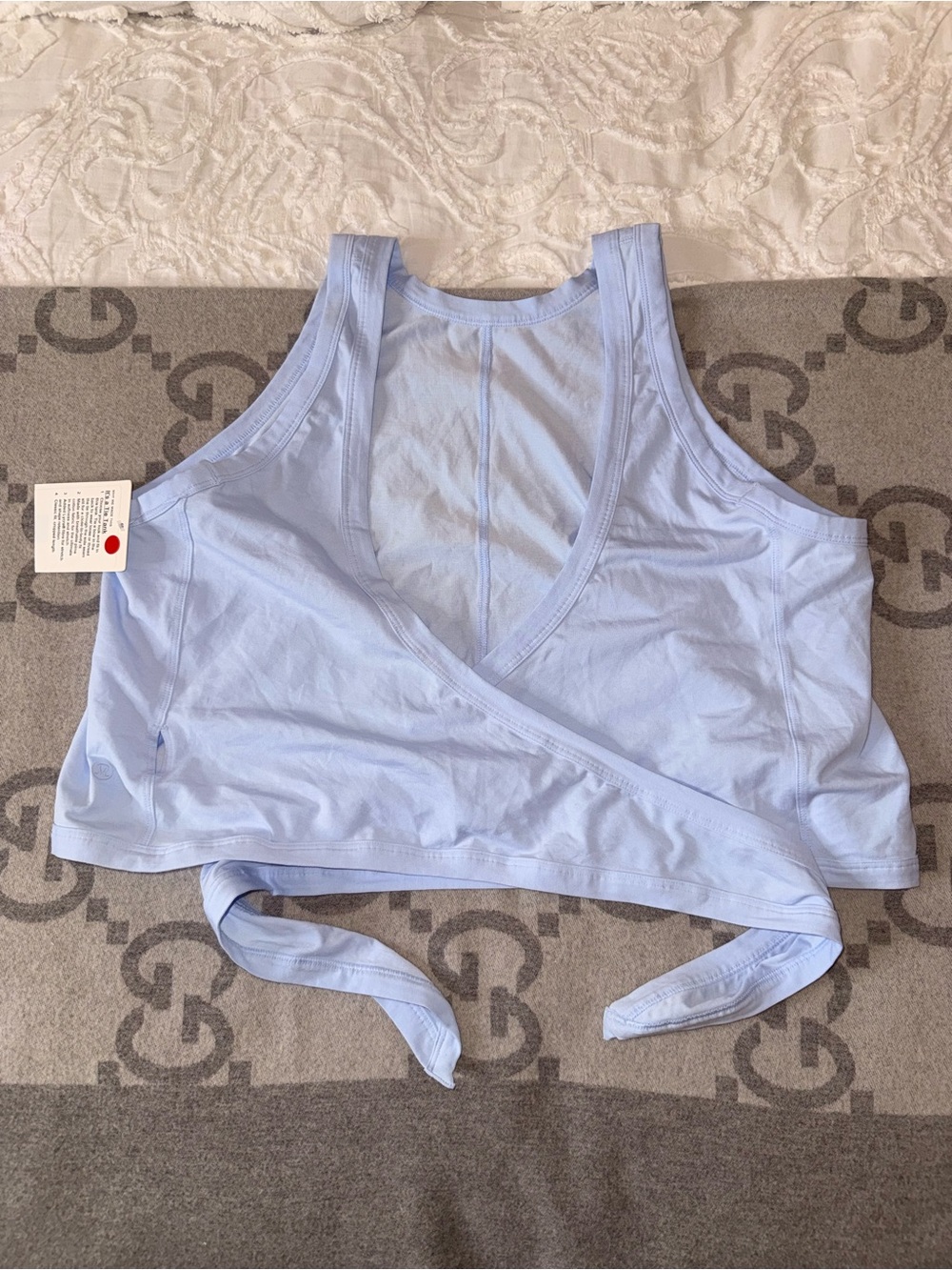 Lululemon It’s a Tie Tank Light Blue Wrap-Style Crop Tank Top, 14